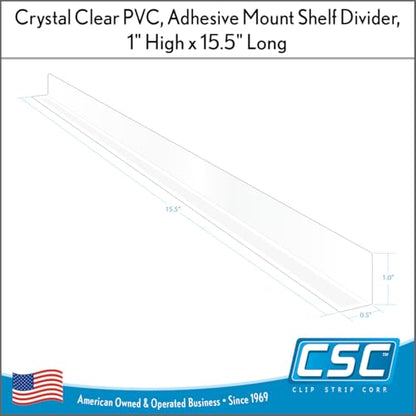 Clear Plastic Shelf Divider 1" H x 15-9/16" L with Adhesive Mount by ClipStrip