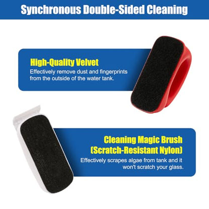 Small Aquarium Cleaning Tool Fish Tank Strong Magnetic Algae Scraper Glass Cleaner Floating Scrubber Brush with 2 Detachable Scrapers for Cleaning Debris and Algae (Size S) - size: S - Up to 1/4" Glass Thickness