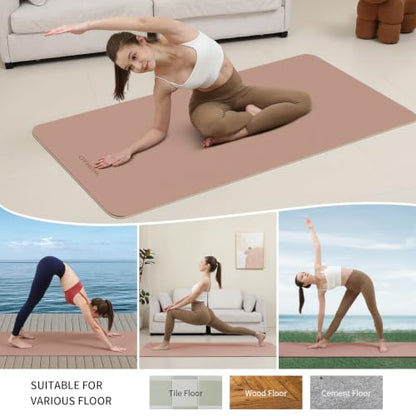 8mm Thick Yoga Mat Non Slip for Women Men - color: Brown+Apricot