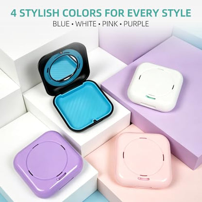 Retainer Case with Magnetic Closure & Vent Holes, Portable Aligner Case for Invisalign, Travel Retainer Holder (Square：Black)