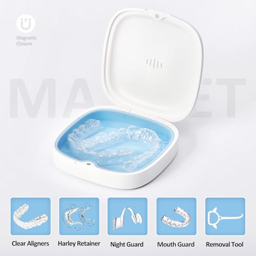 2 Pack Retainer Case Aligner Case Vent Holes Removable Silicone White Blue - color: 2Pack White Blue