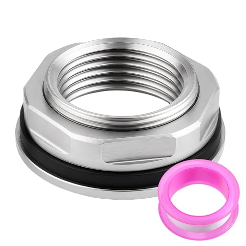1-1/4 Inch Stainless Steel Bulkhead Fitting G1 Male Water Tank Connector Adapter Fitting with Rubber Gasket, Thru-Bulk Pipe Fitting for Rain Barrels Aquariums Industrial Plumbing - size: G1-1/4