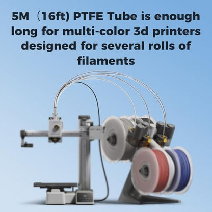 Sovol PTFE Tube 2.5mm ID 4mm OD, Length 5M/16.4ft, with 2 Couplers & Tubing Cutter for Bambu lab X1/ X1C/ P1P/ P1S/ A1/ A1 Mini, Prusa MMU3, Creality K1 Max/Ender 3 V3 & Direct Drive 3D Printer, White - size: 5 Meter (White)
