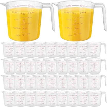 36 Pcs Plastic Measuring Cup Clear Measuring Mug with Spout and Handle Grip Capacity Clear Graduated Pitcher for Kitchen Flour Water Liquids(Red,16 oz, 2 Cups) - color: Red, size: 16 oz, 2 Cups