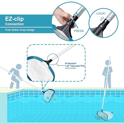 Pool Net - Professional 20" Swimming Pool Leaf Skimmer Rake, Aluminum Frame Deep Nylon Bag, Ultra Fine Mesh Nets for Cleaning Leaves, Sand, Pollen, Finest Debris (No Pole) - size: 20"