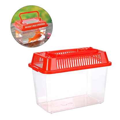 Portable Fish Tank for Travel Mini Plastic Fish Carrier Handle for Turtle Gold Fish