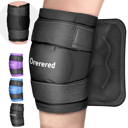 Ice Packs for Injuries Reusable Knee Gel Ice Pack Wrap for Swelling Black | Pliable Low-Freeze Gel, Multi-Joint Pain Relief, Hands-Free Secure Strap, Accelerated Recovery Tool, Large - color: 1pc Knee Ice Wrap-black