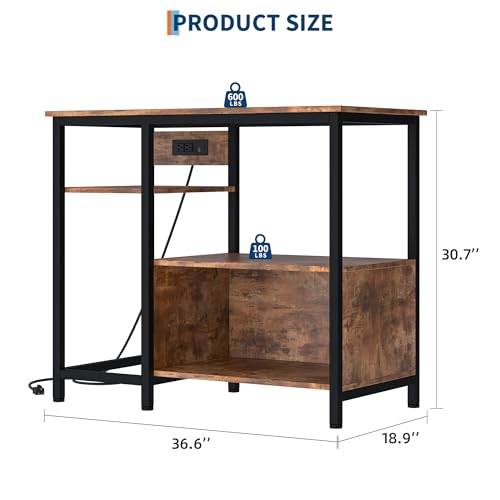 Garvee 40-50 Gallon Fish Tank Stand with Power Outlets, Heavy Duty Metal and Wood Aquarium Stand with 4-Tier Open Storage Shelves and Sturdy Legs - color: Brown, size: 36.6