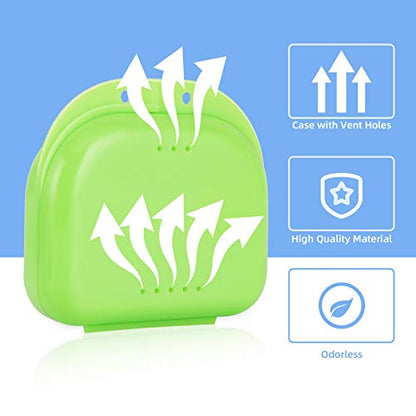 Annhua Denture Holder Retainer Case for Orthodontic Mouthpiece, Clear Aligner Mouthguard Storage Box with Vent Holes Green - Light & Small, Easy to Use and Carry - color: green