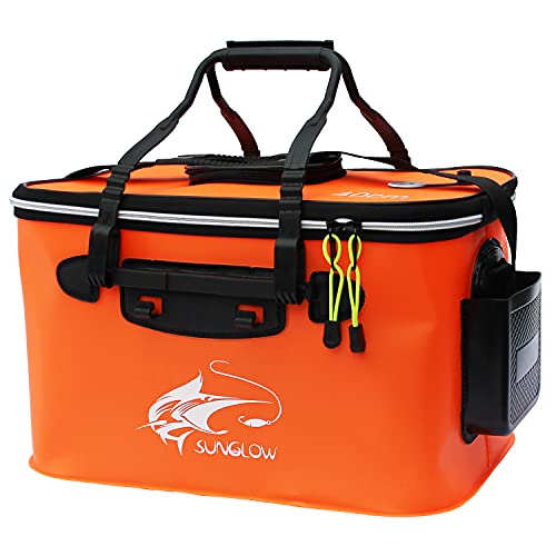 Grneric Fishing Bucket, 6Gallon/8Gallon/10Gallon Foldable Fish Bucket,Live Fish Container Multi-Functional Live Fish Bait Bucket,Outdoor Camping EVA Fishing Bag and Fish Protection Bucket - color: 30l/8gallon(orange)