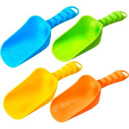 Sloosh Beach Sand Shovels for Kids - 4 Packs Shovels Colorful Scoops Travel Sand Toys for Toddlers Kids Outdoor Digging Play, Heavy Duty Plastic Garden Planting Shovels Spades Sets Sandbox Toys