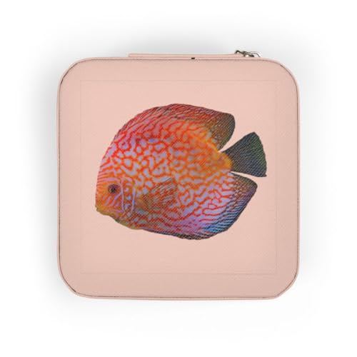 3dRose King Of The Aquarium Discus Fish Image Wildlife Jewelry Travel Case Pink