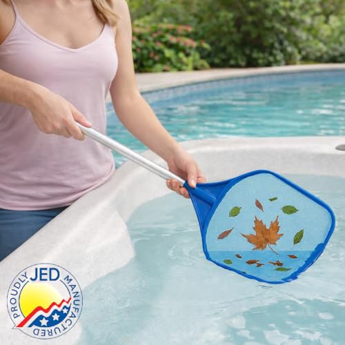 Pool Skimmer Net - Handheld Hot Tub Skimmer for Spa, Stock Tank Pool, Small Pool & Aquarium Cleaning (2 ft, Blue)