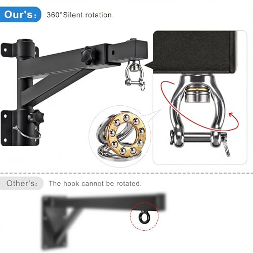 Kipika Heavy Bag Hanger Wall Mount Punching, Heavy Duty Boxing Bag Bracket for Home Gym Indoor Training, Adjustable & Rotatable Punching Bag Bracket for Boxing, Muay Thai - color: E- Adjustable length 17"-25"