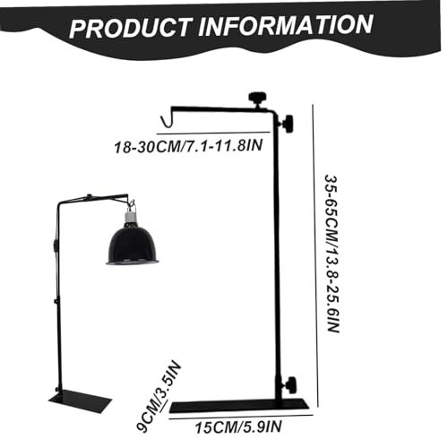 Reptile Lamp Stand Detachable & Extendable Metal Aquarium Light Riser with Hook and Stand Width Height Adjustable for Amphibian Terrarium Aquarium Tank|Terrarium Heat Lamps Mats