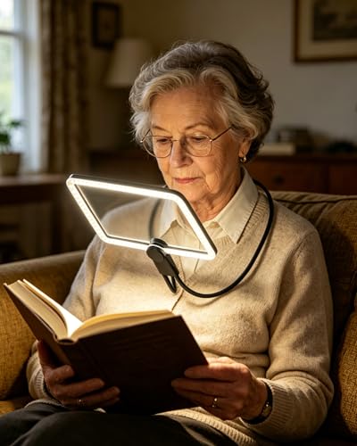 Neck Magnifying Glass with Light Hands Free,10X Large Lighted Magnifying Glass with 3 Modes,Full Book Page Magnifiers Flexible Gooseneck Magnifier for Close Work Reading Sewing Senior with Aging Eyes