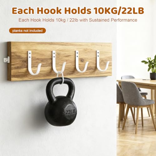Heavy Duty Metal Wall Hooks 22LB, 4 Pcs White Large Coat Hooks Wall Mount - color: White