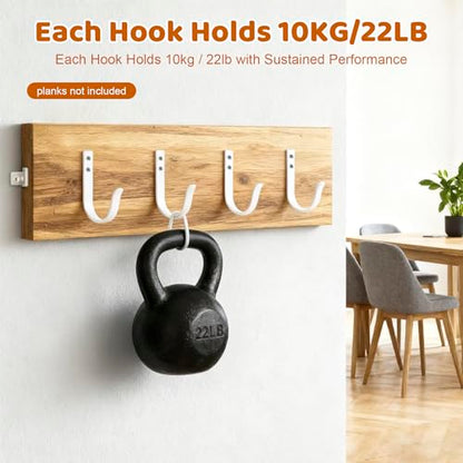 Heavy Duty Metal Wall Hooks 22LB, 4 Pcs White Large Coat Hooks Wall Mount - color: White