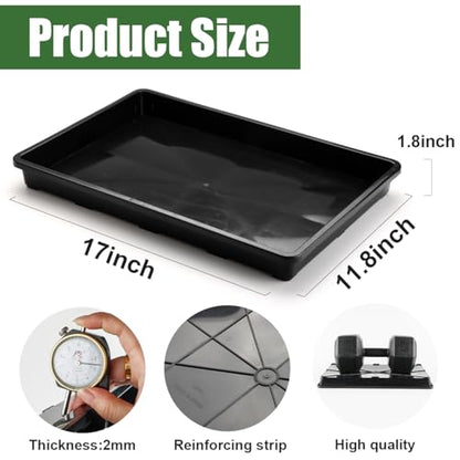 RooTrimmer 24 Cell Nursery Pots Trays (17"x11"x2") with Plastic Flat Seed Starter Trays, Durable Carrying Seedling Starter Tray, Reusable Planting Tray for Holding 2.7 inch Nursery Pots, 3 Sets Combo - color: Black, size: Pot Trays + Flat Trays-3P