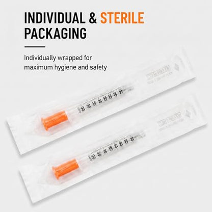 Pack of 40 1ml 31G x 5/16 Inch (0.25mm x 8mm) , U-100 Lab Tools, Individual Wrapped - color: 40PCS-31G5/16