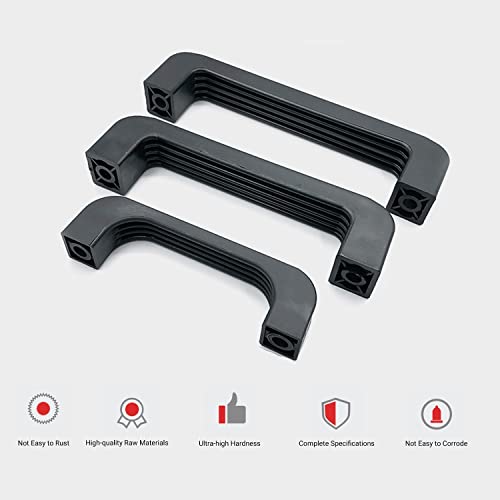 2Pcs Plastic Arched Pull Handle 5.12" Hole Centers 130mm Square Pulls 148mm Length for Luggage Mechanical Equipment Cabinet Cupboard Handle Black