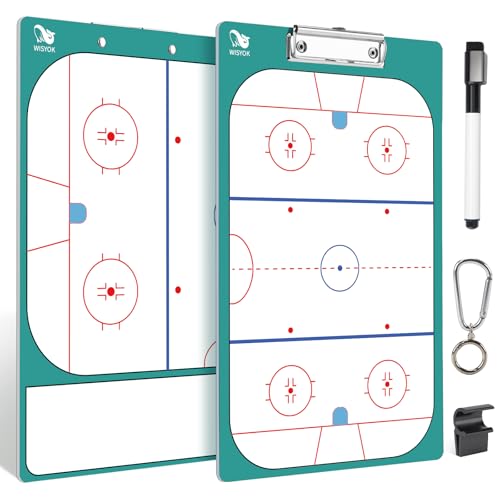 WISYOK Hockey Clipboard for Coaches, Dry Erase | with Marker, Double-Sided, Ideal for Game Strategy, Team Lineup, Practice Drills - style: Hockey
