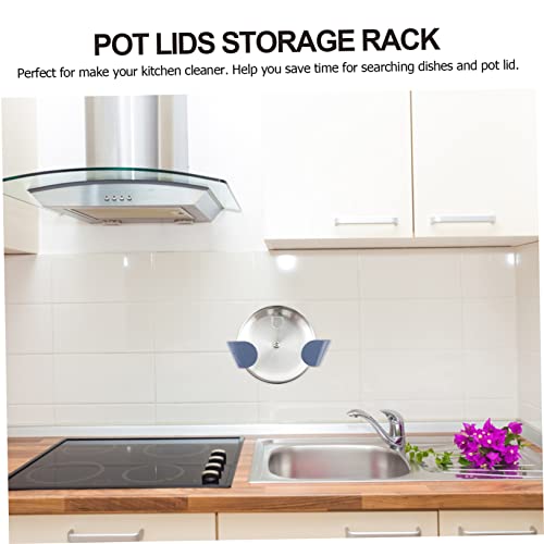 Ciieeo 5 Pair Abs Frosted Kitchen Lid Holder with Strong Adhesive Multifunctional Pot Lid Storage Rack and Stand for Pots Pans and Trays Seamless Stickers Lightweight Blue Organizer