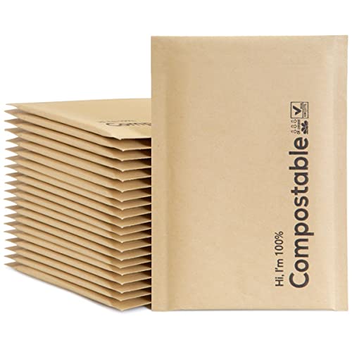6x10 100% Biodegradable Bubble Mailers,25 Count Kraft Brown #0 Compostable Padded Packaging Wrap Envelopes Pouches Eco Friendly Self Seal Bags - color: Brown