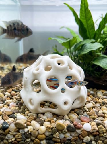 Aquarium Fish Shelter & Shrimp Cave 3D Printed Premium Breeding House for Fish Fry, Baby Shrimp Hideout, Moss & Plant Holder for Aquascaping, Non-Toxic Live Fish Tank Decoration Organizer