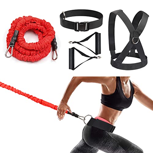 Resistance Running Training Bungee Band, Bungee Resistance Cord Set, Long Resistance Band, Lateral Movement Sprint Overspeed Training Fitness for Fast - color: Red Rope, size: 2M