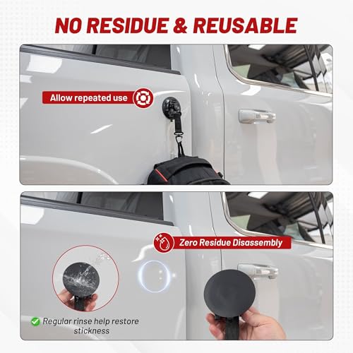 RED WOLF Heavy Duty 90MM Suction Cup Anchor Tie Down with Rotatable Hanging Hook Hold up to 100 LBs/45.36KG Each for Outdoor Camping Tarp Car Window Ceiling Awning RV Board Boat Vehicle Glass Surfing - size: 90MM Suction Cup