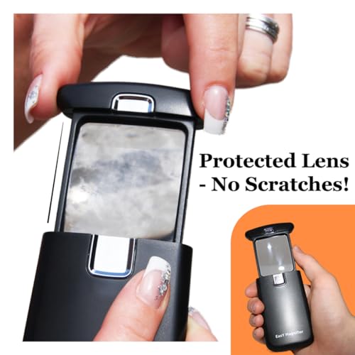 Small Pocket Magnifying Glass 3X with LED Light For Reading Fine Print; Mini Lighted Hand Held Acryl Lens; Read Lables In Stores; Magnify Glasses For Close Work;Helpful Gift For Seniors