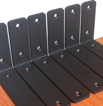 6 Pack - L 6" x H 4" x W1.5, 5mm Thick Black L Shelf Bracket, Iron Shelf Brackets, Metal Shelf Brackets, Floating Shelf, Shelf Supports with Screws - size: 6''x4'', style: Black 6 Pack