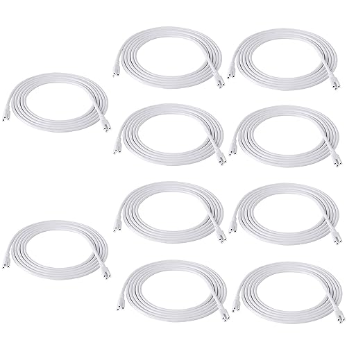 T5 T8 Extension Cords,10ft Lamp Connecting Wires,3-Prong Power Cables,Female to Female End Connectors for LED Tube,Under Cabinet,Shop Lights,Pack of 10