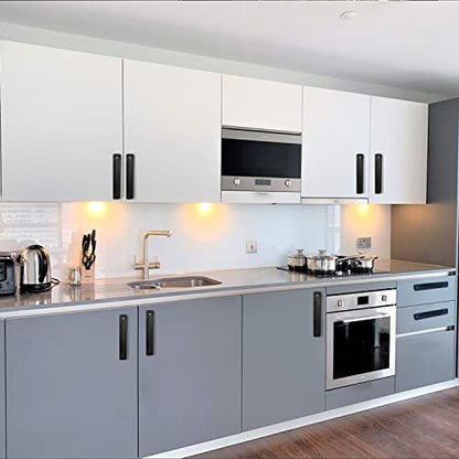 12 Pack 5 Inch 128 mm Matte Black Square Cabinet Handles with Base Plate Aluminum Cabinet Pulls Drawer Pulls Sliding Door Pulls Black Cabinet Handles - color: SquareBlack, size: 5 Inch