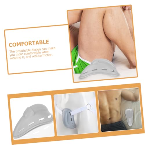 Reusable Breathable Groin Protector Cup for Men, Hard Gray Material Training Crotch Guard, One Size Fits Sports Protective Gear for Boxing and MMA
