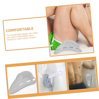Reusable Breathable Groin Protector Cup for Men, Hard Gray Material Training Crotch Guard, One Size Fits Sports Protective Gear for Boxing and MMA