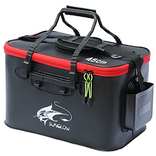 Grneric Fishing Bucket, 6Gallon/8Gallon/10Gallon Foldable Fish Bucket,Live Fish Container Multi-Functional Live Fish Bait Bucket,Outdoor Camping EVA Fishing Bag and Fish Protection Bucket - color: 30l/8gallon(black)