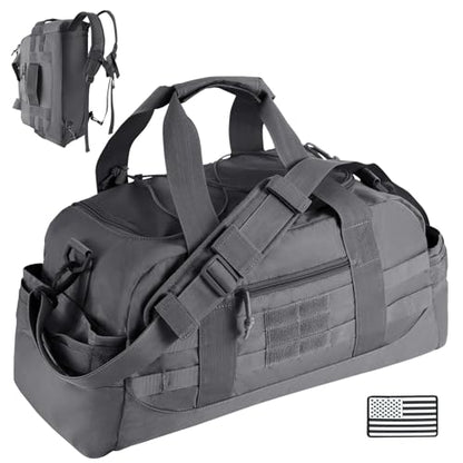 Hannibal Tactical 35L Large Duffle Bag, 3-in-1 Tactical Backpack MOLLE Pack for Sports/Gym/Outdoor, Grey - color: Grey