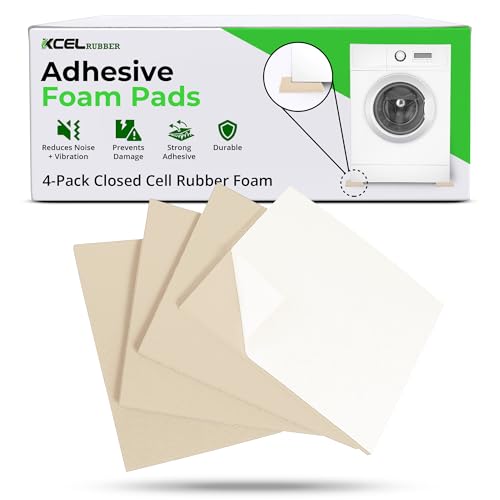XCEL Equipment Pads, Anti Vibration Non Slip Furniture Pads Customizable Acoustic Foam Rubber Pads Versatile Adhesive and Non-Adhesive (6" x 6" x 1/4" (8 Pack), White - Adhesive One Side) - color: White, size: 6" x 6" x 1/4"