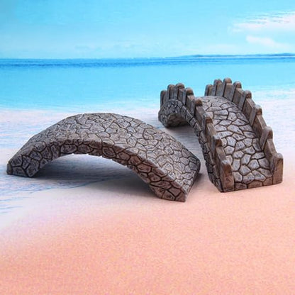 Miniature Arch Bridge Figurine Aquarium Decoration Decorative Resin Fairy Garden Accessories Small Statue Flower Pot Decor, Without Railings