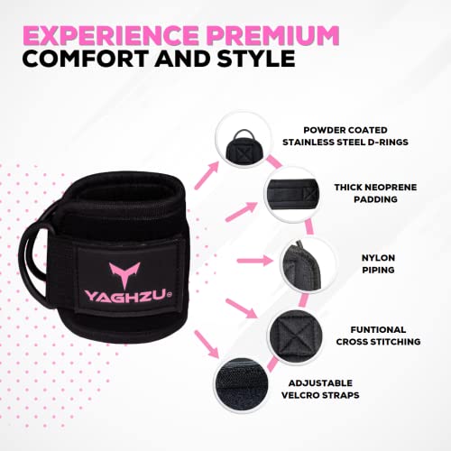 Adjustable Gym Ankle Straps for Cable Machines Women & Men, Glute Kickbacks - color: Black and Pink, size: Single
