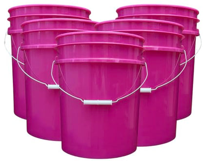5 Gallon Premium HPDE Plastic Bucket - Made in USA Food Grade Storage Container, BPA Free All Purpose Pail (5, Magenta) - color: Magenta