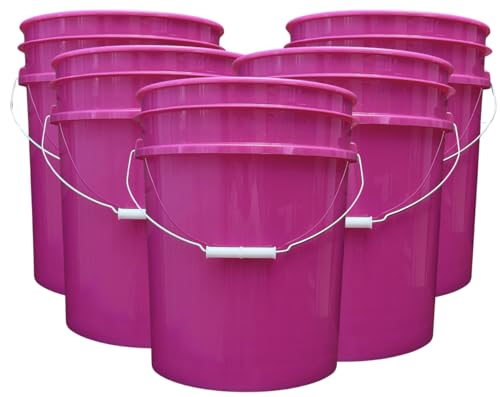 5 Gallon Premium HPDE Plastic Bucket - Made in USA Food Grade Storage Container, BPA Free All Purpose Pail (5, Magenta) - color: Magenta