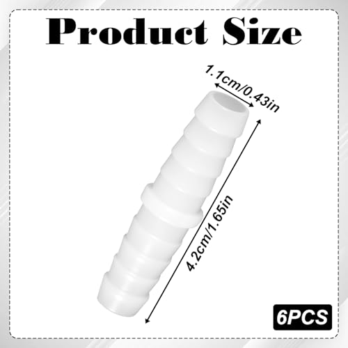6 Pcs Plastic 3/8 Barb Fitting, 3/8" x 3/8" Barbed Hose Connector Barbed Splicer 3/8 Hoses Repair Kits Soaker Hoses Repair Kit for Household Fuel Adapters Gas Aquarium Liquid Repairing