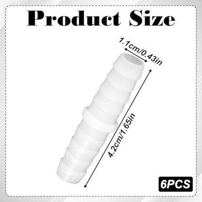 6 Pcs Plastic 3/8 Barb Fitting, 3/8" x 3/8" Barbed Hose Connector Barbed Splicer 3/8 Hoses Repair Kits Soaker Hoses Repair Kit for Household Fuel Adapters Gas Aquarium Liquid Repairing