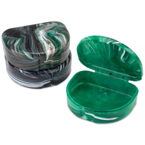 Practicon Marble Retainer Cases, Orthodontic Aligner Case, Mouth Guard Holder (3 Pack) (Woodland) - color: Woodland