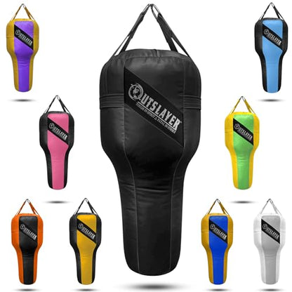 Angle Uppercut Heavy Punching Bag for Boxing & MMA - Customizable Colors, Optional D-Ring, Unfilled/Soft Filled Choices - Made in USA - color: Black, style: Soft Filled WITH Bottom D-Ring