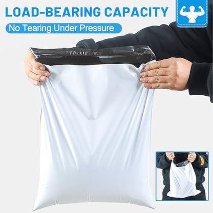 Poly Mailers 14.5x19 Inch 200 Pcs, Large Shipping Bags for Clothing, Waterproof Strong Adhensive Mailing Bags for Small Business, Tear-resistant Mailers Poly Bags Mailing Envelopes White