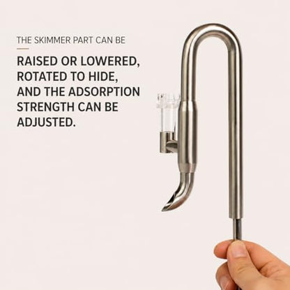 Pro 13mm Precision-Engineered Stainless Steel Lily Pipe Outflow with Integrated Surface Skimmer, Controlled Flow for Rimless Planted Aquariums & Canister Filters, Fits 1/2" ID (12/16mm) Hose